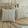 thumbnail image 2 of COOKCOK Throw Pillow Covers 18x18 Set of 2 Striped Pillow Covers Textured Linen Decorative Pillows Square Cushion Covers for Sofa Couch Bed Living Room Farmhouse Decor, Green, 2 of 6