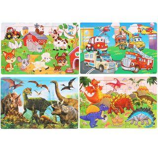 NEW Janod, SET OF 4 Race Car & Boy Jigsaw Puzzles AGES 3-6 Carrying Case