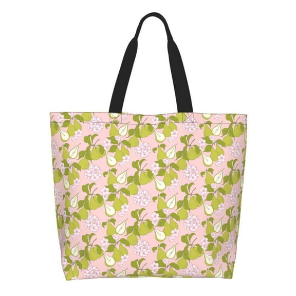 Easygdp Pears And Flower Tote Bags for Women,Women Travel Shoulder Bags Handbags，Big Capacity Shopping Work Bag