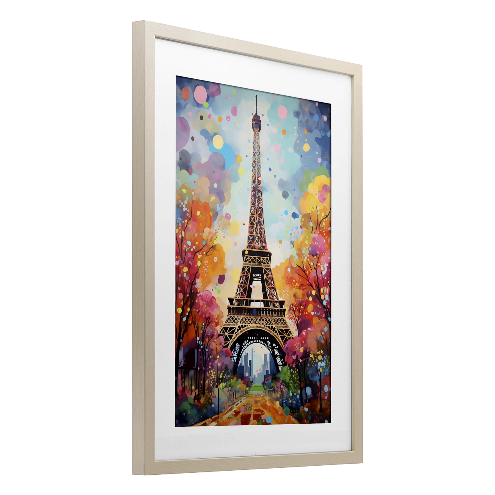 Stupell Industries Eiffel Tower with Colorful Trees Birch Framed Print Under Glass, design by Creative Studio