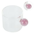 thumbnail image 2 of Teacup Glass Mug Transparent Heat Resistant Glass Coffee Cup with Ball Handle 120mlPink Handle, 2 of 14