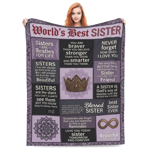 Sister Birthday Gift Idea, Sisters Gifts from Sis, Best Sister Ever Gift for Women, Happy Birthday Gifts for Sisters Adult, to My Sis Soft & Cozy Purple Throw Blanket 50x40