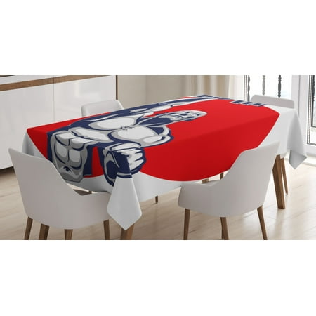 

Fitness Tablecloth Muscular Man Lifting Barbells Body Builder Icon Strength Work Out Powerful Rectangular Table Cover for Dining Room Kitchen 60 X 90 Inches Silver Red White by Ambesonne