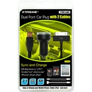 Angle View: Xtreme Cables Dual Port Car Plug with 2 Cables