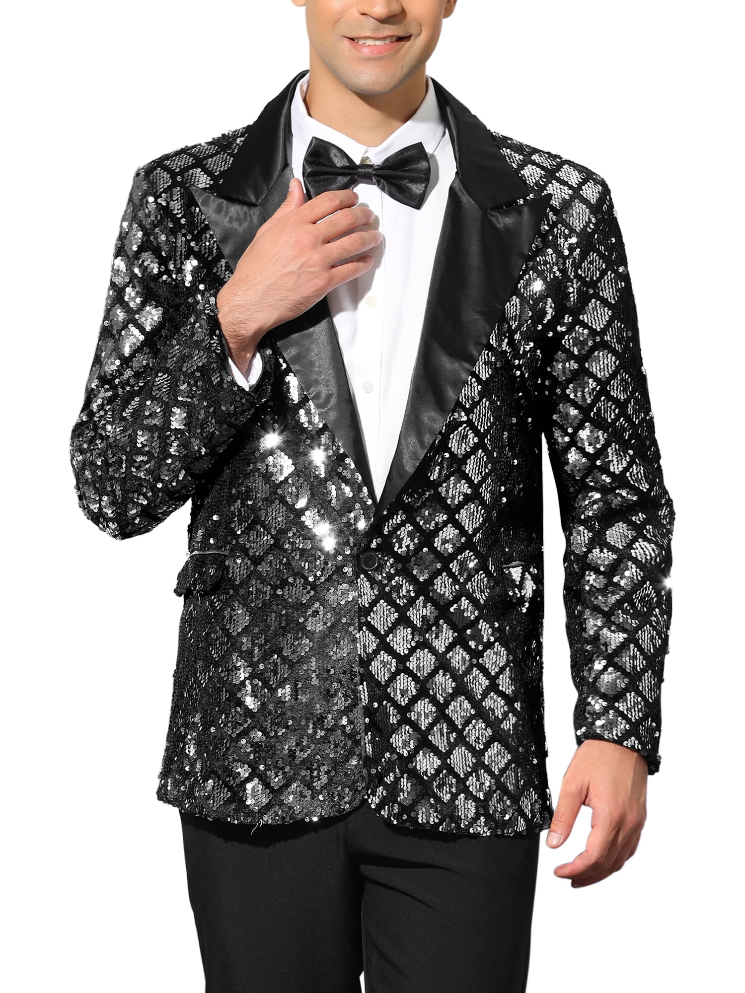 Giotto Dibondon Hoelahoep Onmogelijk Lars Amadeus Men's Sequin Blazer Tuxedo Prom Glitter Sports Coat Suit  Jacket - Walmart.com