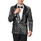 thumbnail image 1 of BLAZERS DE HOMBRE INSPIRE CHIC CON SOLAPA PICO Y UN BOTÓN, BRILLO ARGYLE Y LENTEJUELAS, TALLA XL, PLATA, 1 of 7