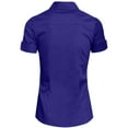 thumbnail image 3 of J. METHOD Women's Tailored Button Down Shirt Cuffed Short Sleeve Stretch Collar Office Work Formal Casual Basic Blouse Top NEWT06 Royal Blue L, 3 of 5