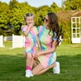 thumbnail image 1 of PatPat Robe T-shirt Moulante Teinture sur Nœuds à Manches Courtes pour Maman et Moi, une Pièce, Tailles Fille-Femme, 1 of 6