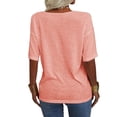 thumbnail image 4 of Women's Summer V-neck Solid Color Half Sleeve Match Simple Casual T-shirt Tops, 4 of 5