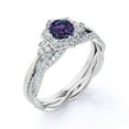 thumbnail image 4 of JeenMata 1.75 Carat Round Cut Lab Created Alexandrite and Moissanite Petal Frame Wedding Ring Set - Infinity Twist Wedding Band - 18k White Gold over Silver, 4 of 6