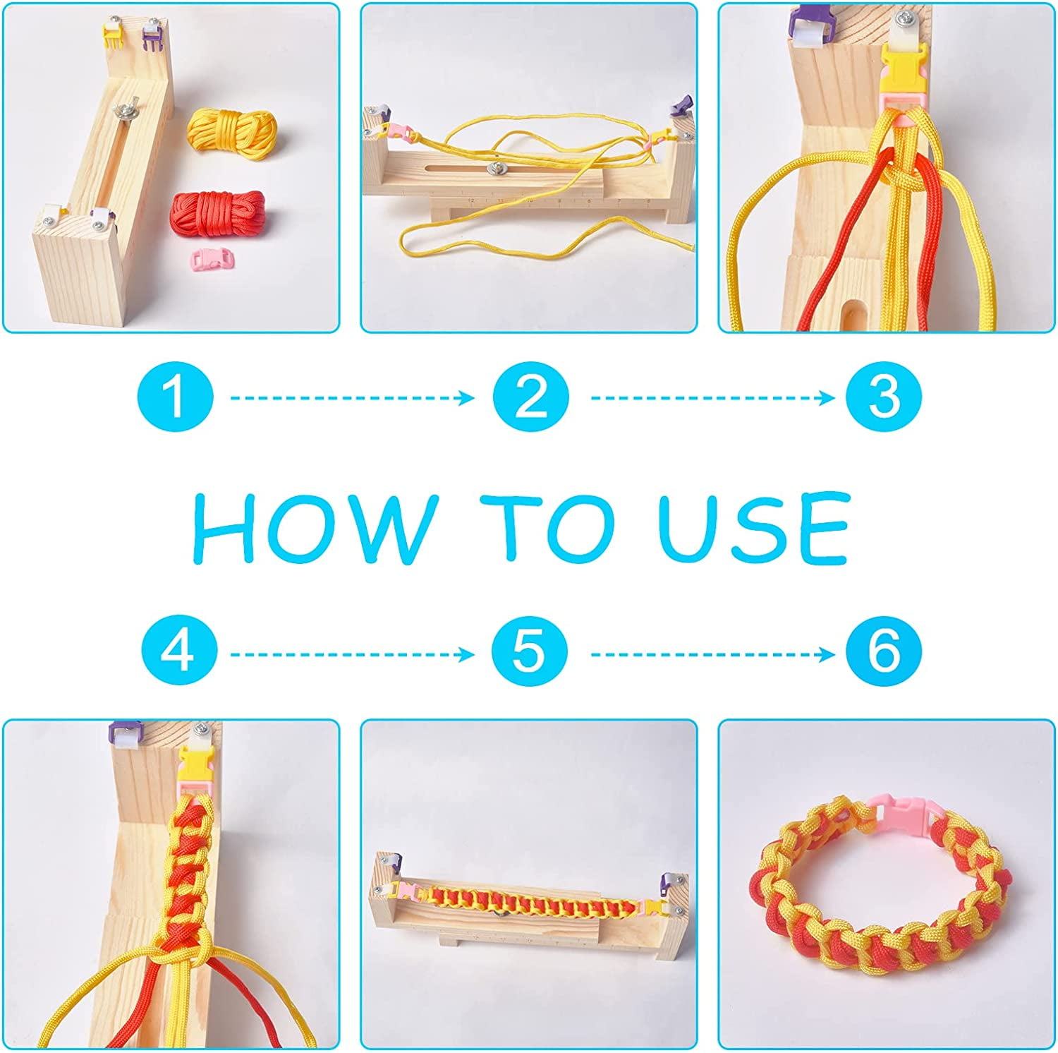 Jig Bracelet Maker Kit Wristband Maker with 8 Parachute Cords and 8 Quick Release Buckles Adjustable Length Braiding Weaving DIY Craft Tool Kit DIY