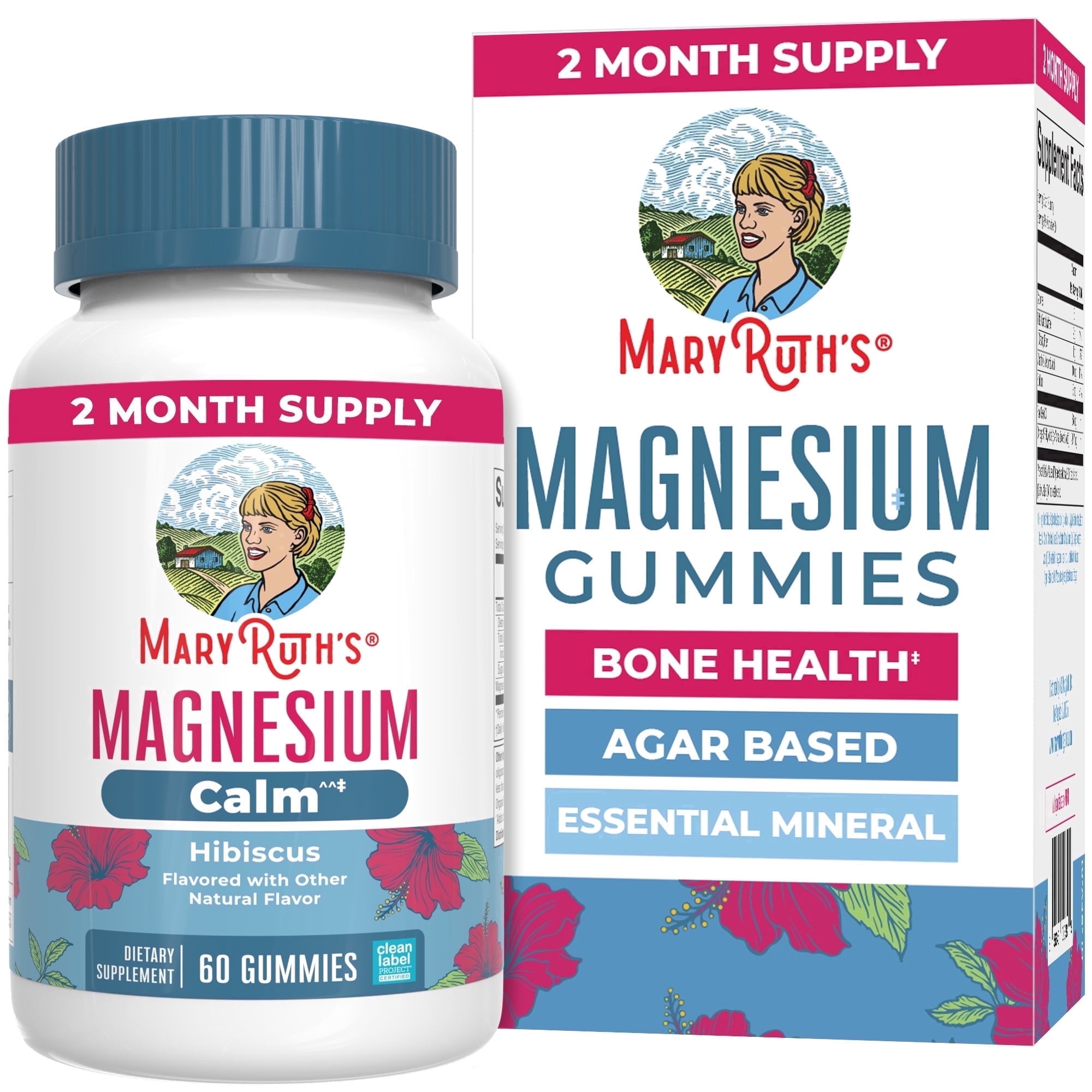 MaryRuth's Magnesium Calm Gummies, Hibiscus Flavor, 60 Count