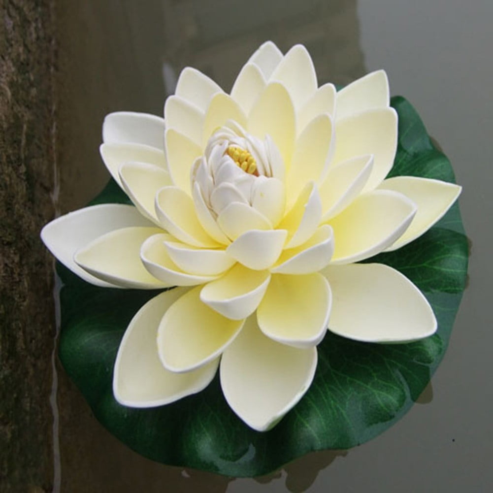 18Cm Artificial Water Lily Floating Lotus Flower Pond Aquarium Decor