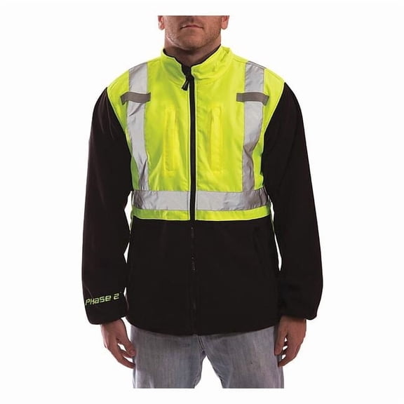 High Visibility Fleece Liner/Jacket, Polyester, Class 2 R, Green/Yellow, M