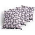 thumbnail image 5 of Ambesonne Floral Throw Pillow Cover 4 Pack, Pink Chrysanthemum Flower, 16", Pale Pink White Grey, 5 of 7