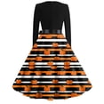 thumbnail image 5 of WTOBBY Women's Retro Halloween Printed Dress Featuring V-Neckline, Slim Casual Design, Long Sleeves, and Comfortable Fit for Party Wear ,Black L, 5 of 5