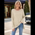 thumbnail image 4 of Suéter de Punto con Abertura Lateral Y2K para Mujer, Cuello Redondo, Larga, Blusa de Punto Liso con Abertura Lateral, Túnicas Albaricoque M, 4 of 10