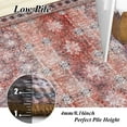 thumbnail image 6 of Wondo Floral Washable Rugs, 4x6 Area Rug for Living Room, Soft Large Boho Bedroom Rug, Botanical Non Slip Ultra Thin Floor Carpet for Dining Room Nursery Office, Dark Red, 6 of 8