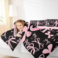 thumbnail image 3 of Erosebridal Kawaii Bowtie Letter J Monogrammed Queen Comforter Set 3pcs,Dreamy Princess Bow Bedding Comforter Set,Pink Reversible,Breathable Home Decor, 3 of 6