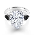 thumbnail image 2 of Gem Stone King 925 Sterling Silver Black Onyx Ring Set with Pear Shape Moissanite (9.89 Cttw) (Size 9), 2 of 5