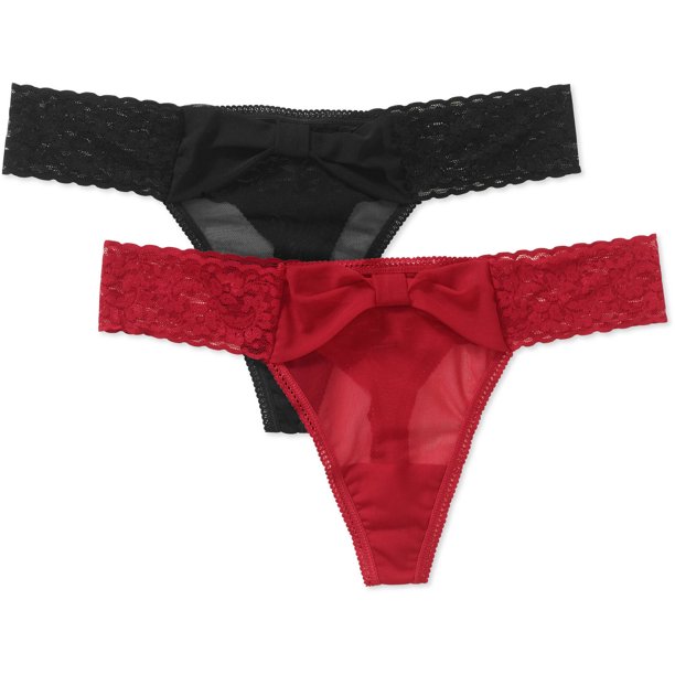 Smart And Sexy Womens Valentines Day Lace Thong Panty 2 Pack 
