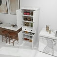thumbnail image 5 of Dasun 71" Kitchen Pantry Storage Cabinet , with 4 Doors, Drawer, 2 Adjustable Shelves, Freestanding Cupboard for Dining Room Living Room, Laundry-White02, 5 of 5