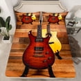 thumbnail image 2 of Feelyou Wooden Guitar Kid Queen Sheet Sets, Modern Music Style Bed Set, 4-Piece, 2 of 7
