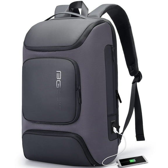 BANGE Laptop Backpack,Business Travelling Backpack with USB Charger Port,Weekender Carry-On Backpack, Grey