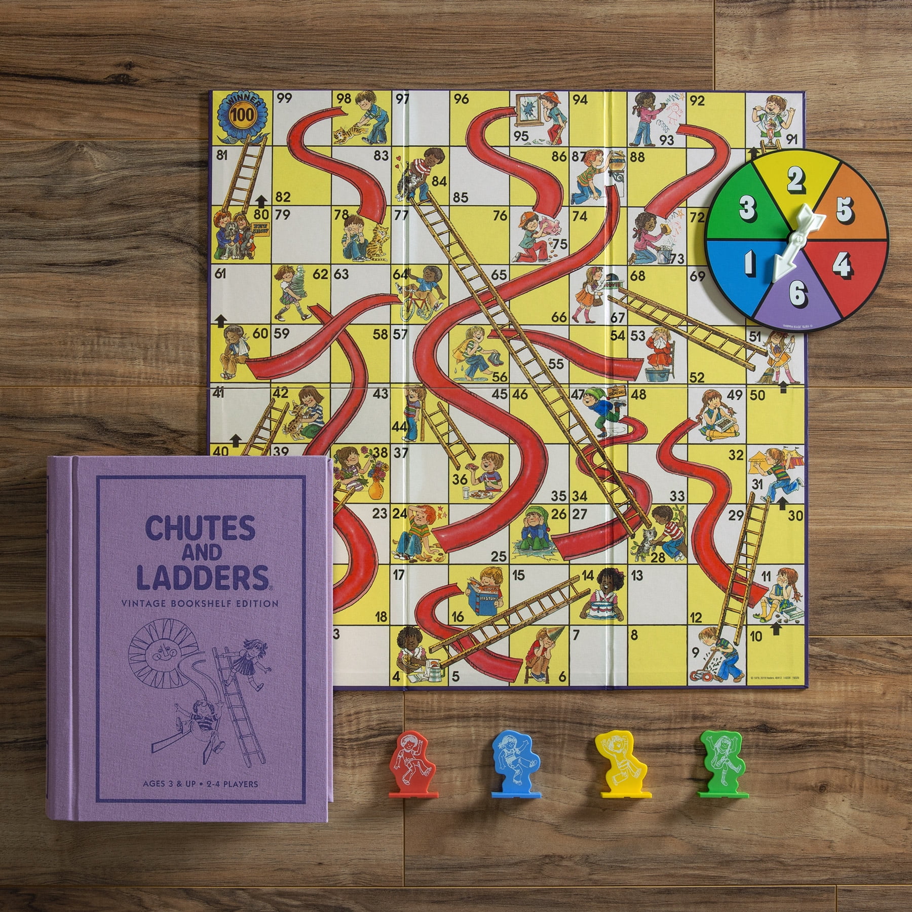 WS Game Company Candy Land, Chutes and Ladders, Connect 4, and Sorry! Vintage Board Game Bookshelf Collection