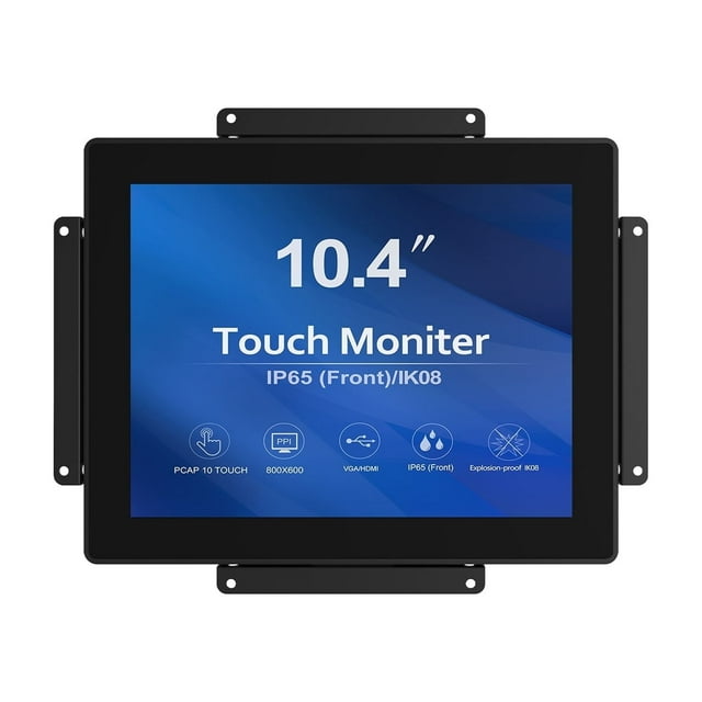 GreenTouch Écran Tactile LCD 10.4 Pouces 10 Points Cadre Ouvert PCAP Moniteur 800x600 Noir