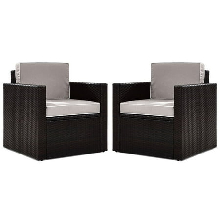 Crosley Palm Harbor Wicker Patio Arm Chair In Brown And Gray Set Of 2 Canada Crosley Palm Harbor Wicker Patio Arm, Outdoor Club Chairs Canada