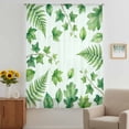 thumbnail image 2 of Spring Botanical Sheer Curtains 54" Long, Green Ivy Ferns Oak Leaves Light Blue Light Filering Curtains, Breathable Simi Curtain Privacy Drapes for Kitchen Bathroom Nursery Small Window Treatment, 2 of 6