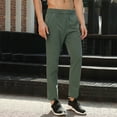 thumbnail image 6 of USNSM Men's Cropped Pants Casual Fitness Plus Size Slim Fit Jogger Drawstring Elastic Waist Straight Leg Sweatpants with Pockets Green 3XL, 6 of 9