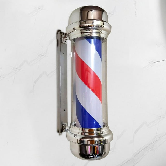 Luz de poste de barbero, giratoria roja y azul, resistente al agua, a prueba de lluvia, letrero abierto para peluquería de montaje en pared, luz girat