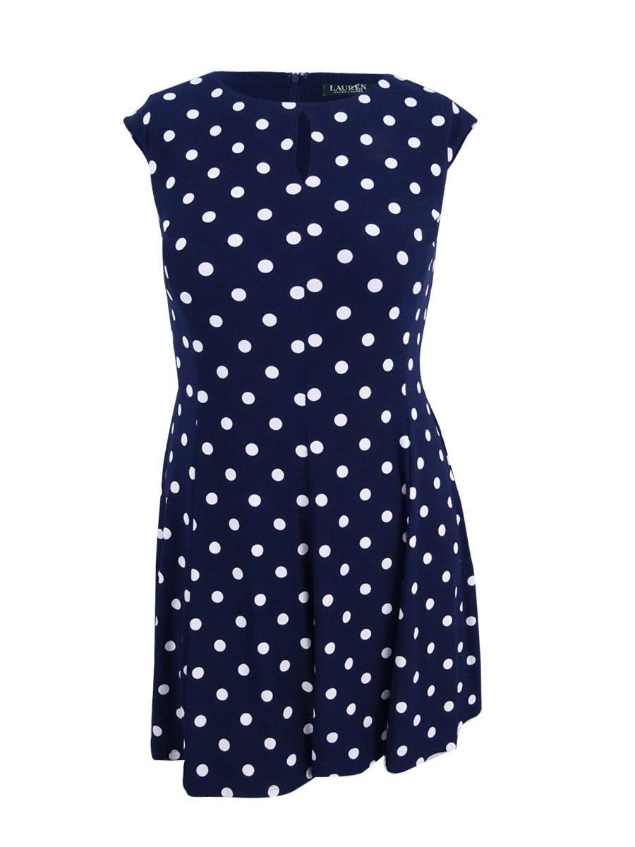 ralph lauren blue polka dot dress