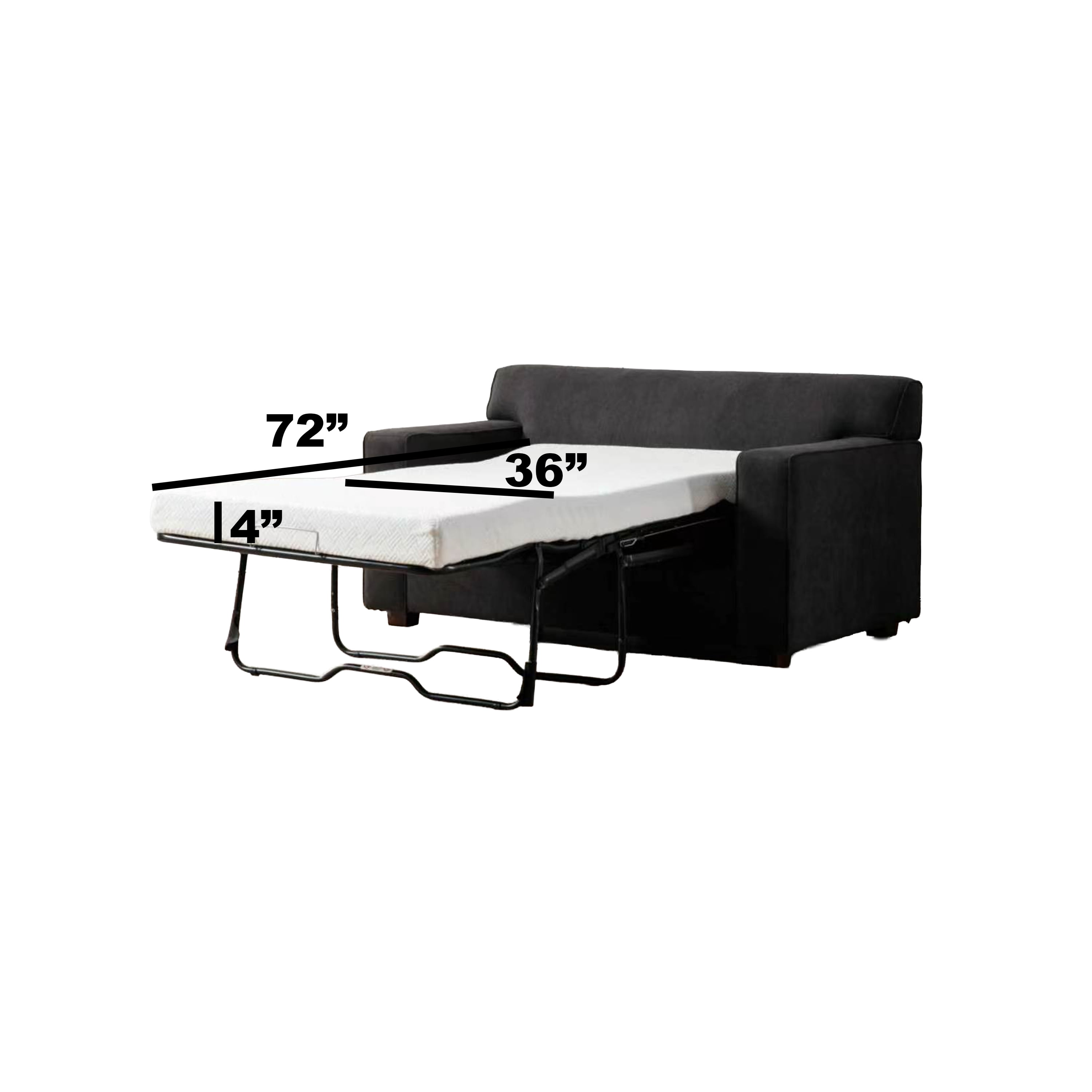 60" Modern Sleeper Chair Bed with Pull Out Twin Mattress & Pillows, Gray