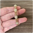 thumbnail image 4 of 18K Gold Plated Jewelry Faux Jade Bead Stone Bracelet Adjustable Cuff Bracelet, 4 of 7