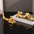 thumbnail image 4 of Gold Reading Woman Figurine Elegant Bookshelf Resin Reading Lady Sculpture for Home Office Desk and Living Room Decoration, 4 of 11