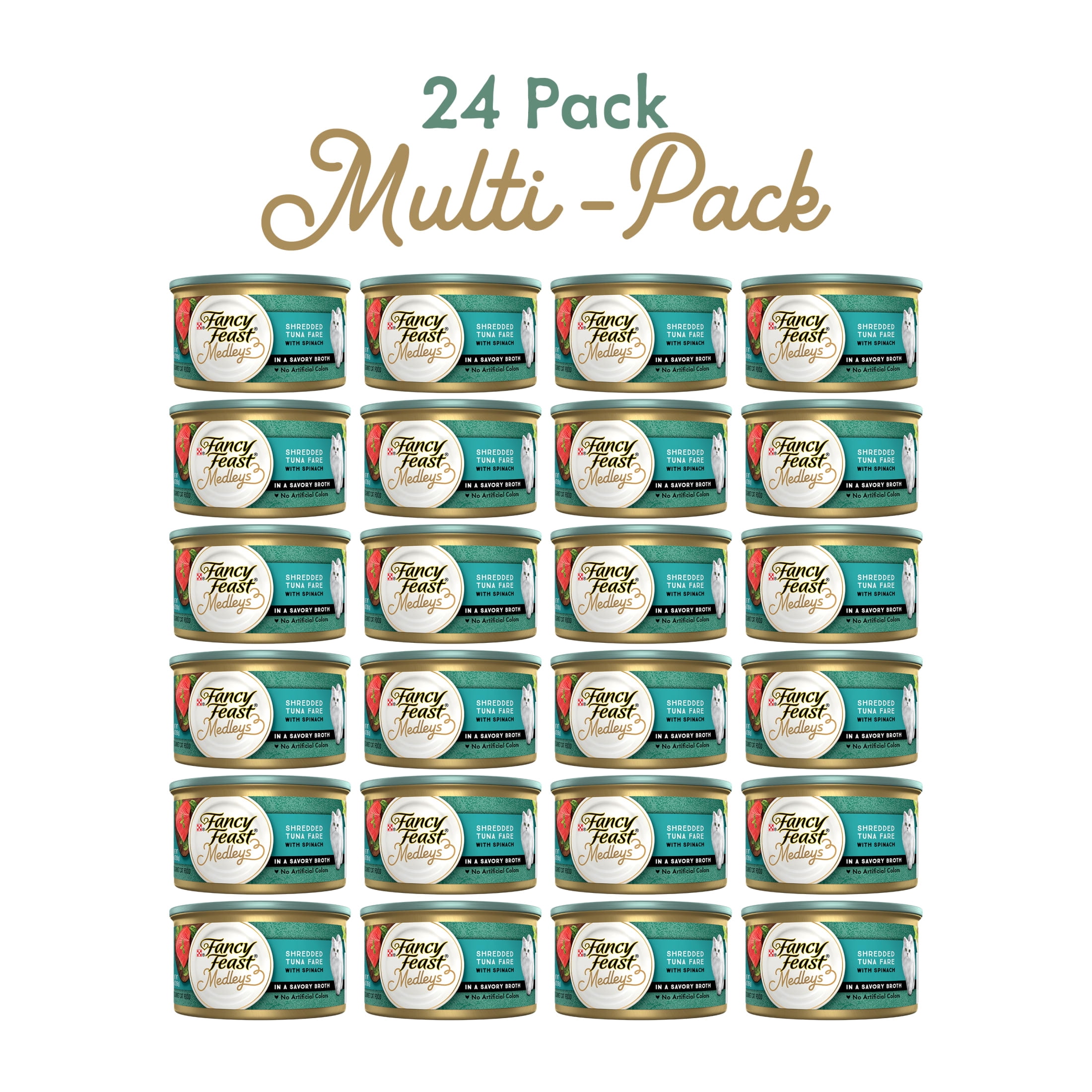 Purina Fancy Feast Medleys Kitten Food, Wet Cat Food, Shredded Tuna & Spinach, 3 oz Cans, 24 Pack