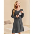 thumbnail image 3 of Ekouaer Women Maternity Nightgown Labor Delivery Nursing Gown Hospital Breastfeeding Dress Button Down Long Sleeve Sleepwear, 3 of 6