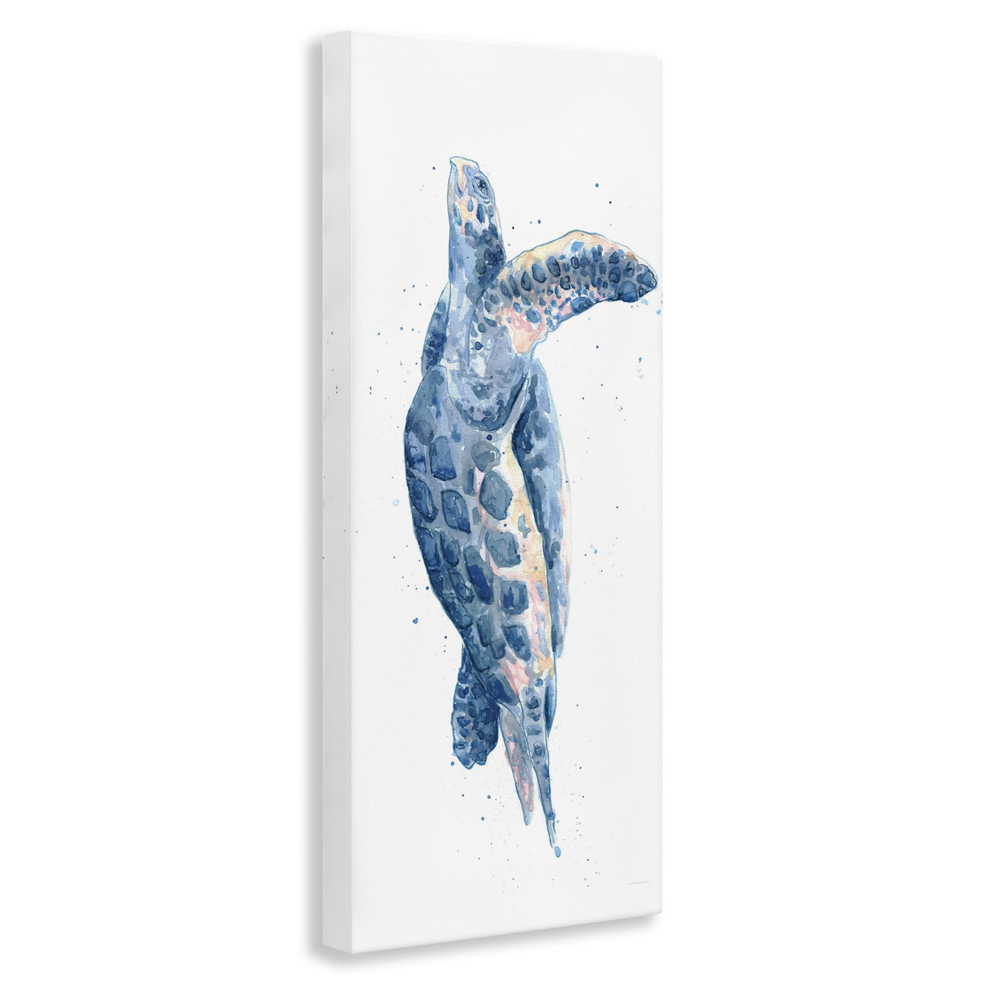 Stupell Industries Blue Turtle Swimming Animals & Insects Painting Gallery Wrapped Canvas Art Print Wall Art, 20 x 48