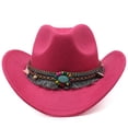 thumbnail image 3 of relayinert Children S Wool Hollow Western Cowboy Hat Premium For Classic Western Look Wide Application Coffee, 3 of 6