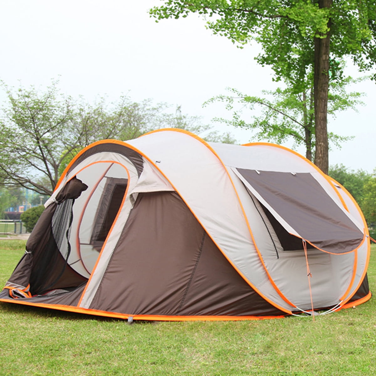 Camping up Tent, 4/6/8 Person Family Tent Instant Easy SetUp Tent Water-Resistant Windproof, UV Protection for Hiking Mountaineering, 2 Windows 2 Doors, Lightweight Portable with Carry Bag