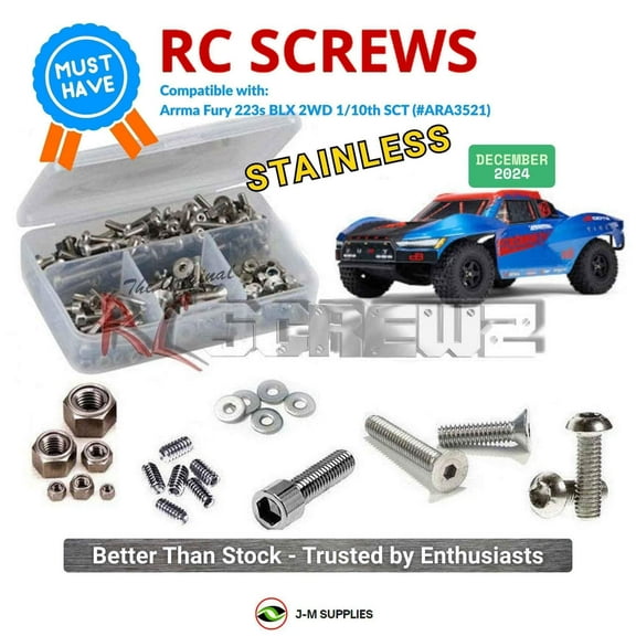RCScrewZ Stainless Screw Kit ara059 for Arrma Fury 223s BLX 2WD 1/10th SCT Truck (#ARA3521) | SET