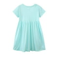 thumbnail image 4 of Toddler Girls Short Sleeve Teal Rainbow Sequin Dress Summer Comfortable Breathable Cotton, 4 of 8