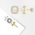 thumbnail image 3 of Everly Women's Cultured Pearl and Created Sapphire 10k Yellow Gold Earrings, 3 of 7