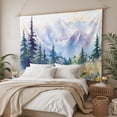thumbnail image 3 of Forest Mountains Large Tapestry for Bedroom Wall Hanging Tapestry, Watercolor Natural Flower Tree Ceiling Backdrop Tapestries Poster Blanket Wall Decor for Teens Room Living Room Dorm 86" x 104", 3 of 8