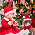 thumbnail image 5 of Ropa navideña para perro CHAO capa gorro de Papá Noel bufanda gorro de ciervo collar ajustable pajarita bonita, 5 of 5