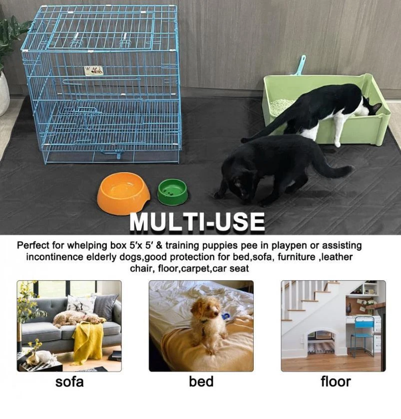 LUOLAX Washable Pee Pads for Large Dogs Reusable Whelping Mat Pet Training 72"x72"