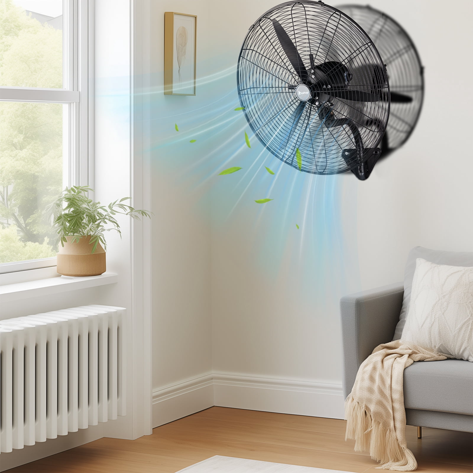 20in High Velocity Wall Mount Fan Oscillating,Industrial Fan with 4 Speed Ventilation, 100% BLDC Copper Motor, 4963CFM Heavy Duty Metal Fan for Outdoor Indoor Use